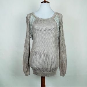 Chelsea & Violet open knit metallic detail top M